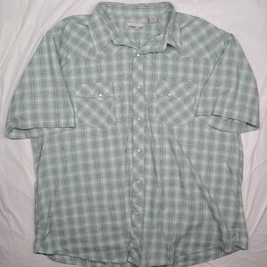 Wrangler Rancher Men's Western Green Plaid Shirt Pearl Snap XXL